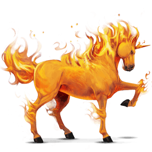 unicornio de montar elemento de fuego