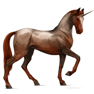 unicornio de montar akhal-teke alazán