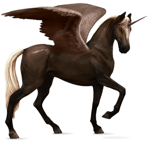 unicornio de montar alado bayo tostado