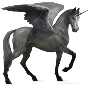 unicornio de montar alado pura raza española gris tordo