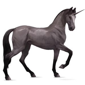 unicornio de montar akhal-teke gris tordo