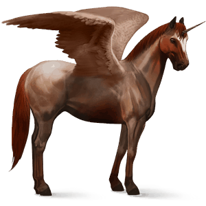unicornio de montar alado marwary pío tobiano alazán