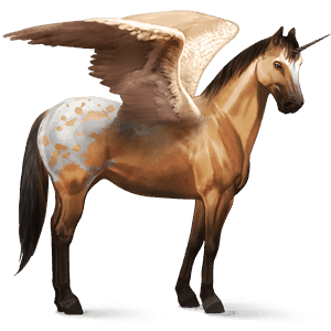 unicornio de montar alado apalosa isabelo moteado