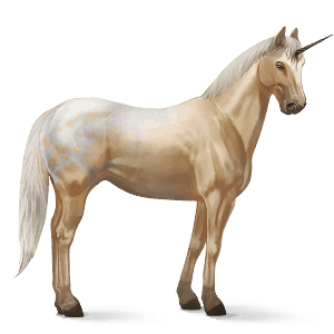unicornio de montar apalosa palomino moteado