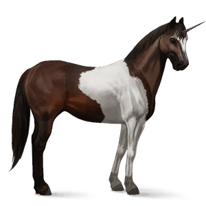 unicornio de montar pinto pío tobiano bayo