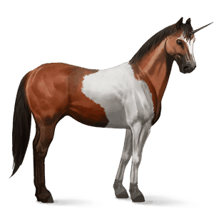unicornio de montar pinto pío tobiano bayo cereza