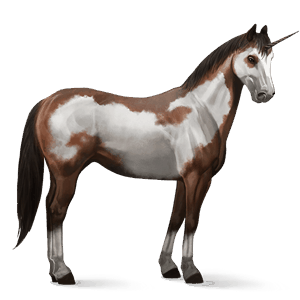 unicornio de montar pinto pío tobiano alazán