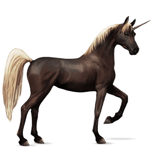 unicornio de montar alazán tostado crines lava