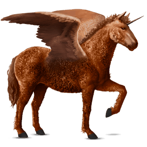 unicornio de montar alado rizado alazán