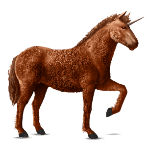 unicornio de montar rizado alazán
