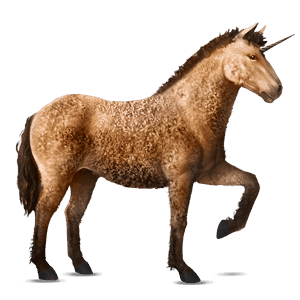 unicornio de montar rizado isabelo