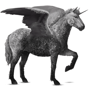 unicornio de montar alado pura raza española gris tordo