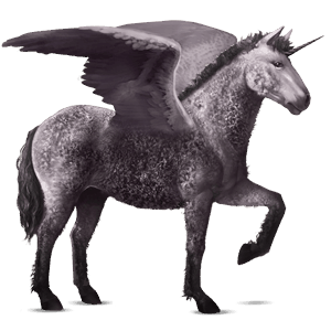 unicornio de montar alado rizado gris ratón