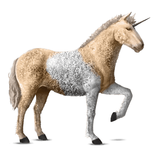unicornio de montar pío tobiano alazán tostado