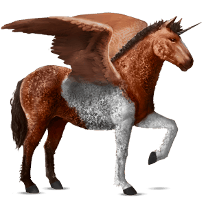 unicornio de montar alado pinto pío tobiano alazán tostado