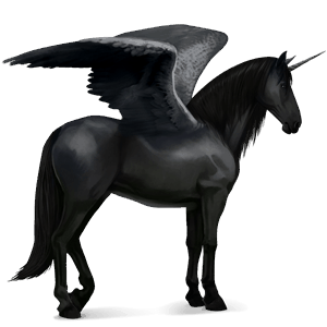 unicornio de montar alado negro