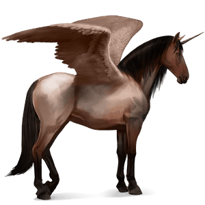 unicornio de montar alado alazán crines lava