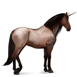 unicornio de montar bayo tostado