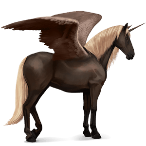unicornio de montar alado alazán tostado crines lava