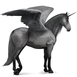 unicornio de montar alado gris tordo
