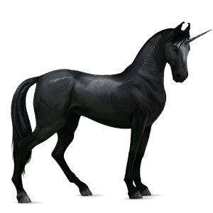unicornio de montar frisón negro