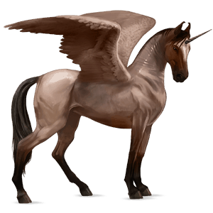 unicornio de montar alado alazán tostado crines lava