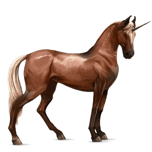 unicornio de montar marwary alazán crines lava
