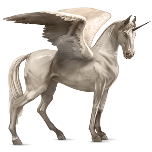 unicornio de montar alado marwary pío tobiano cremello
