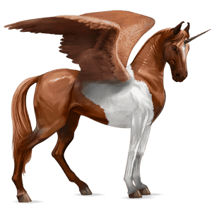 unicornio de montar alado marwary pío tobiano alazán