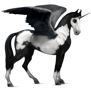 unicornio de montar alado pío overo negro