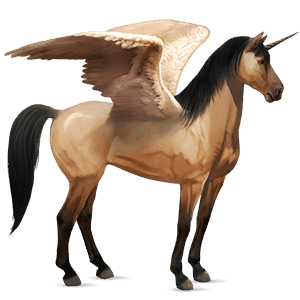 unicornio de montar alado pura sangre bayo