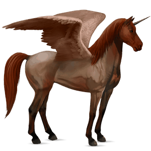 unicornio de montar alado mustang roano