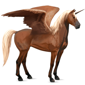 unicornio de montar alado mustang alazán crines lava