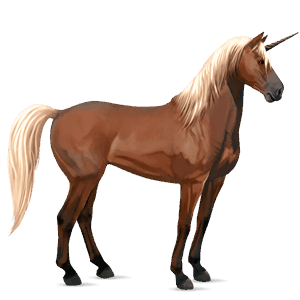 unicornio de montar mustang bayo tostado