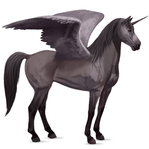 unicornio de montar alado gris tordo