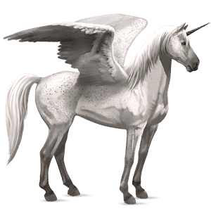 unicornio de montar alado mustang gris tordo