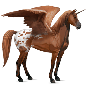 unicornio de montar alado mustang appaloosa alazán moteado
