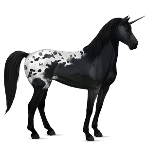 unicornio de montar negro moteado