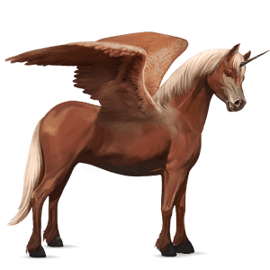 unicornio poni alado  chilote alazán crines lava
