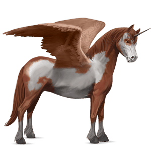 unicornio poni alado  quarter poni pío alazán overo