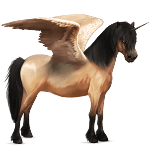unicornio poni alado  quarter poni isabelo