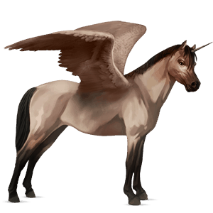 unicornio poni alado  poni highland gris ratón