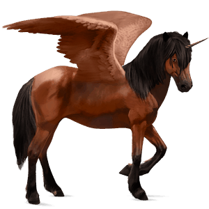 unicornio de montar alado bayo tostado
