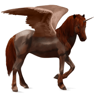 unicornio de montar alado brumby bayo tostado