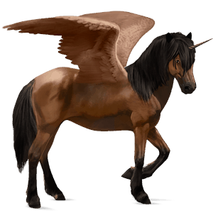 unicornio de montar alado brumby bayo