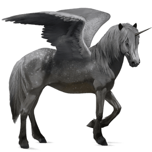 unicornio de montar alado gris tordo