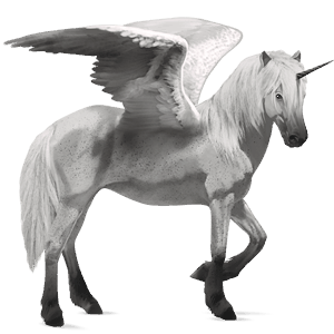 unicornio de montar alado pura raza española gris tordo