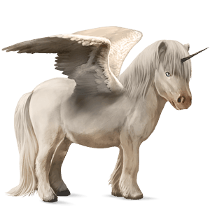 unicornio poni alado  shetland bayo tostado
