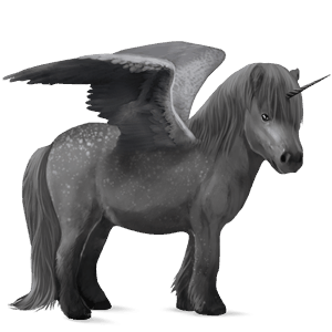 unicornio poni alado  poni highland gris tordo