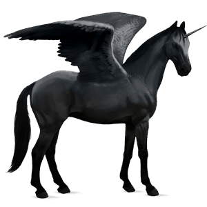 unicornio de montar alado negro